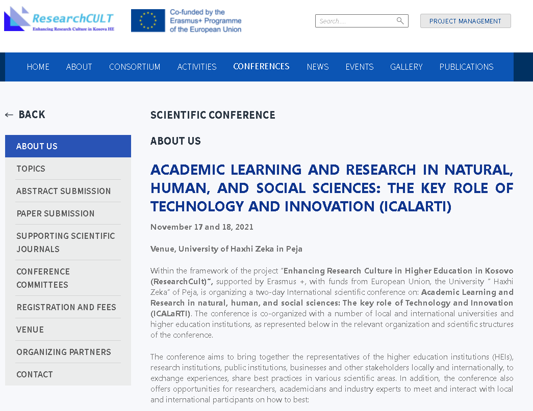 International Conference on Academic Learning and Research in natural, human, and social sciences: The key role of Technology and Innovation ICALaRTI