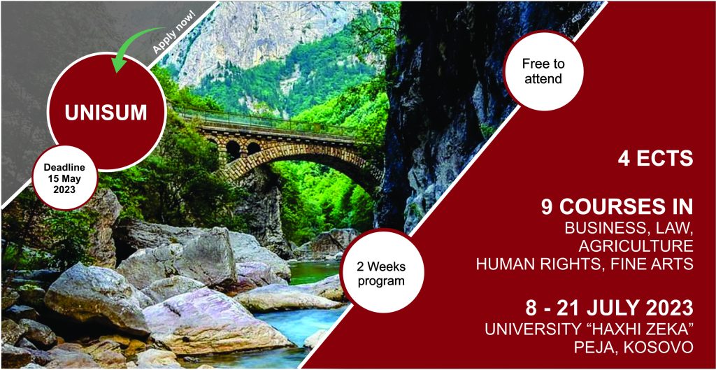 The call for students for the UNISUM Summer University 2023 is open