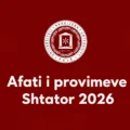Afati për paraqitje të provimeve – shtator 2026
