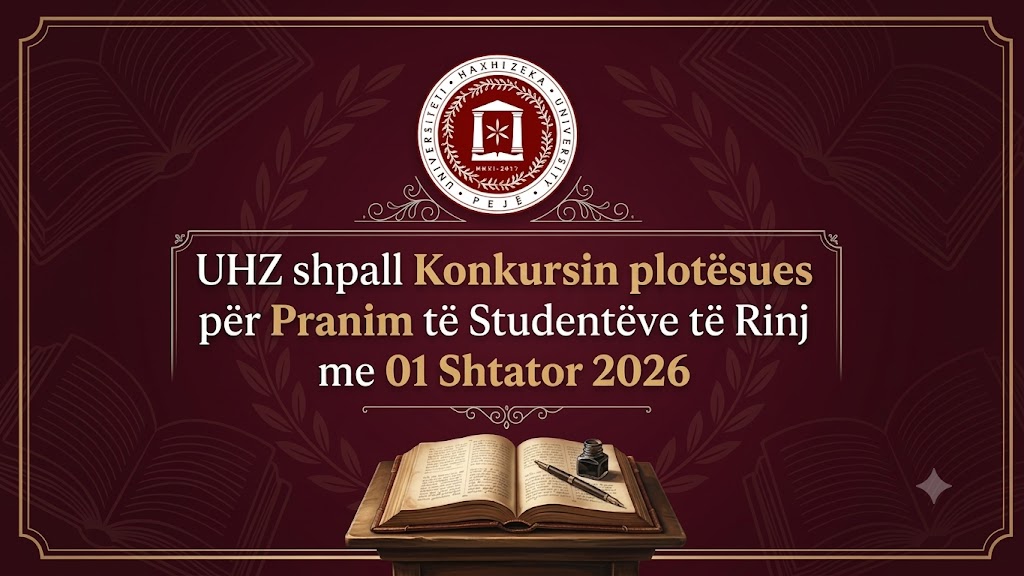 UHZ shpall Konkursin plotësues për Pranim të Studentëve të Rinj — 01 Shtator 2026